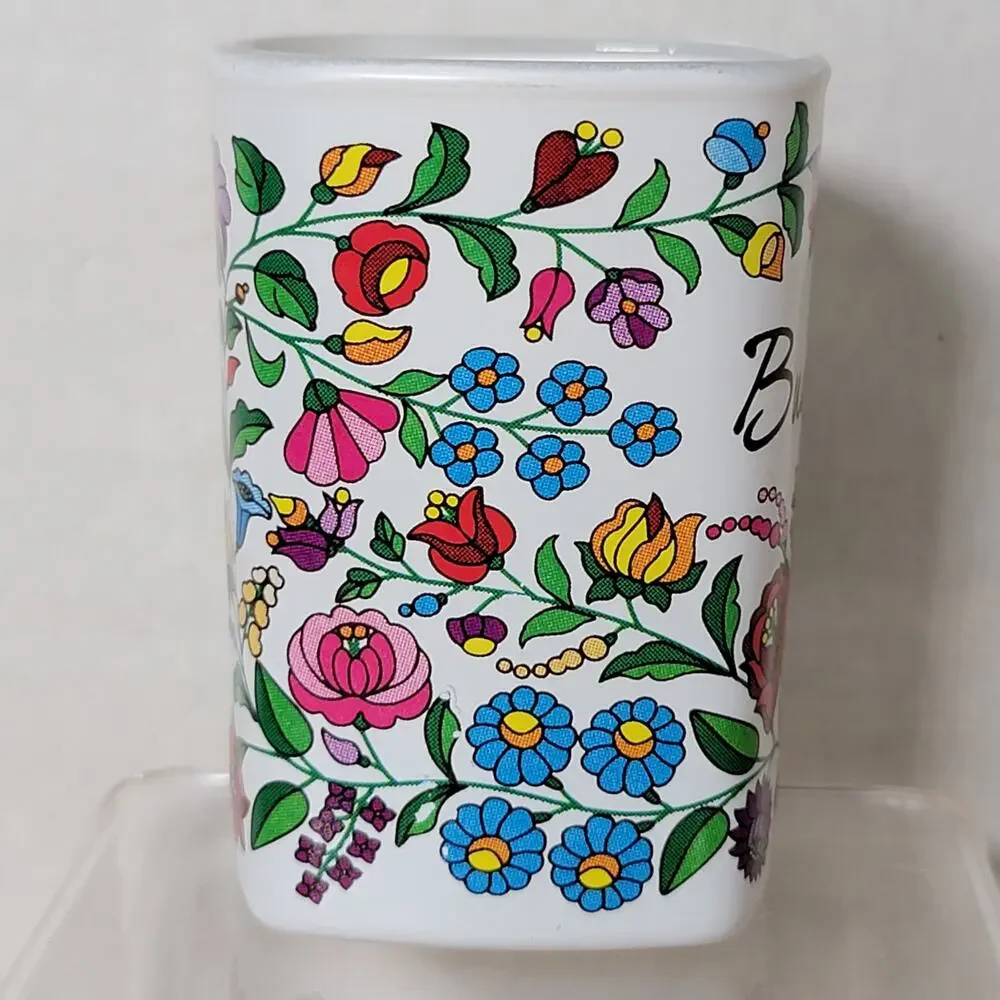 Square Shot Glass Budapest, Hungary w/ Flowers